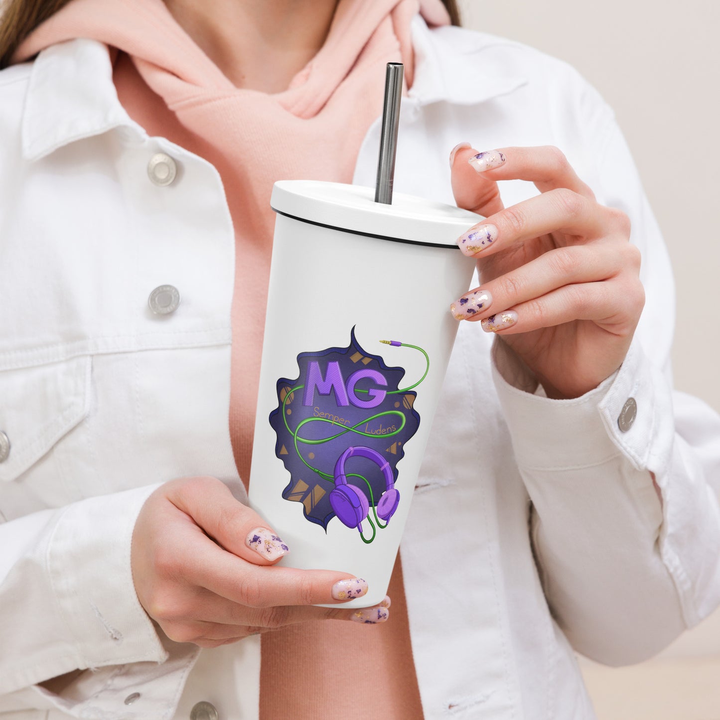 Insulated tumbler w/ straw | Design 1